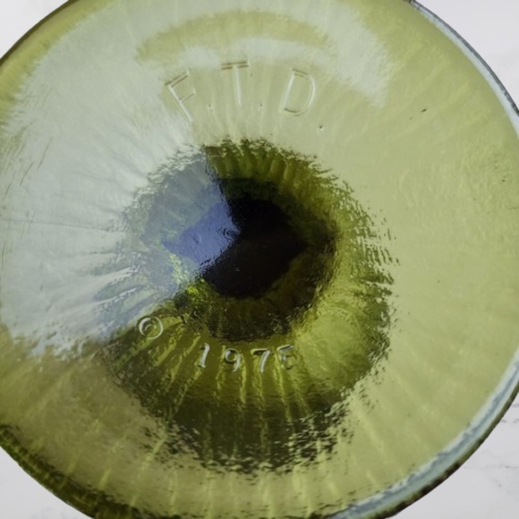 Vintage, FTD Green Glass, Vase, Planter,  Khaki, Olive Green - Picture 6 of 7